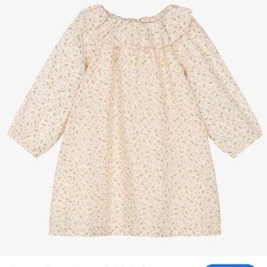 Bonpoint Ivory and Pink Cotton Dress 3T